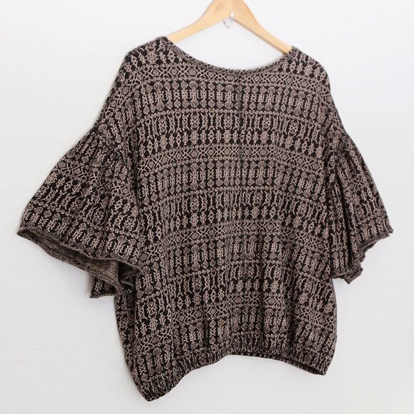 Free People Full Bloom Peasant Top Pullover in Black Flutter Boho Cotton L $98 - Picture 6 of 16